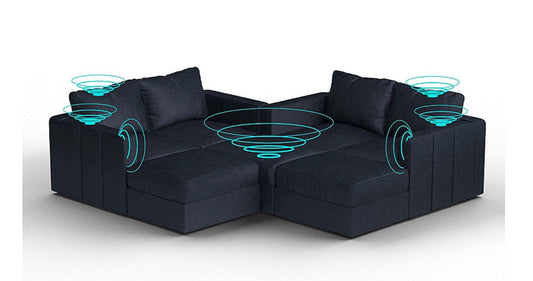 Lovesac – 7 Seats + 8 Sides Corded Velvet &amp; Lovesoft with 6 Speaker Immersive Sound + Charge System – Midnight Navy - SKU_1772863469856_123