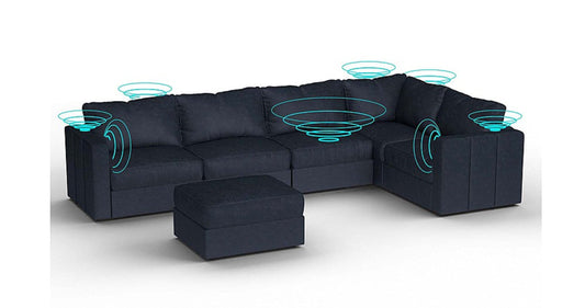 Lovesac – 6 Seats + 8 Sides Corded Velvet &amp; Lovesoft with 8 Speaker Immersive Sound + Charge System – Midnight Navy - SKU_1773036229612_589