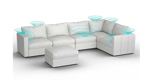 Lovesac – 6 Seats + 8 Sides Corded Velvet &amp; Standard Foam with 10 Speaker Immersive Sound + Charge System – Sky Grey - 1772866227512_578