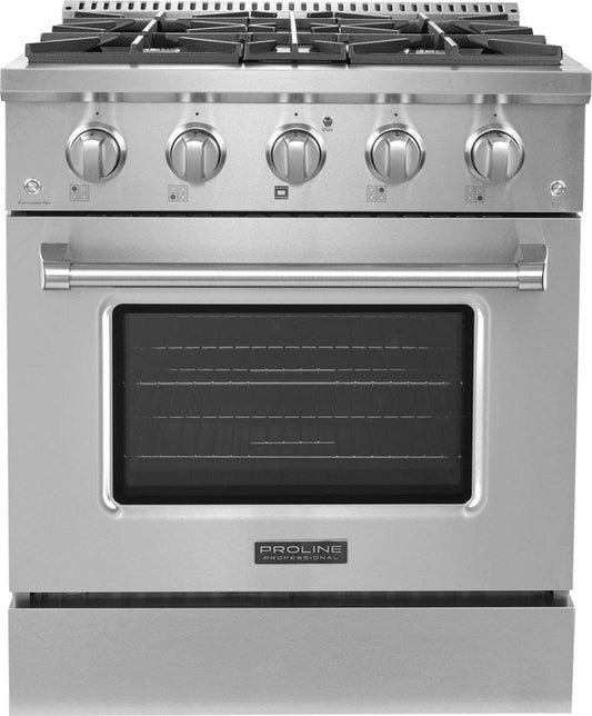 Proline PLSR Series Range: Gas & Dual Fuel Range 15,000 BTUs Available in Stainless Steel, Matte Black, Gloss White options - PLSR 30GG