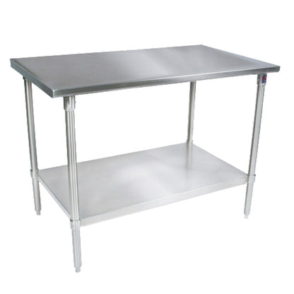 John Boos ST6-3048SSK 48"W x 30"D Stainless Steel Work Table, Adjust. Undershelf - JBST63048SSK