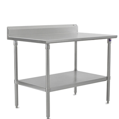 John Boos ST6R5-2496SSK 96" W x 24" D Stainless Steel Work Table, 5" Backsplash - JBST6R52496SSK