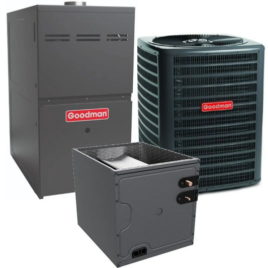 Goodman - 2 Ton/60,000 BTU 80% AFUE Gas Furnace and Air Conditioner System - Upflow - 14.5 SEER2 - R32 - CAPTA3022A3