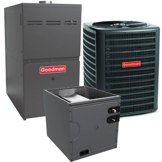 Goodman - 4 Ton/80,000 BTU 80% AFUE Gas Furnace and Air Conditioner System - Upflow - 13.5 SEER2 - R32 - GLXS3BN4810 / CAPTA6030C3 / GM9S800805CN
