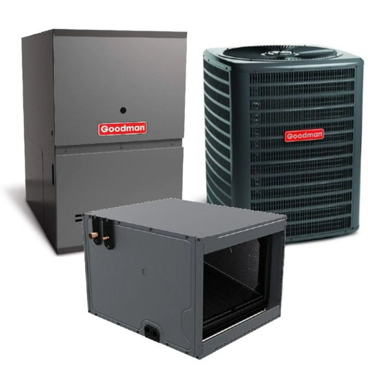Goodman - 1.5 Ton/40,000 BTU 80% AFUE Low NOx Gas Furnace and Air Conditioner System - Horizontal - 13.8 SEER2 - R32 - CHPTA1822A3