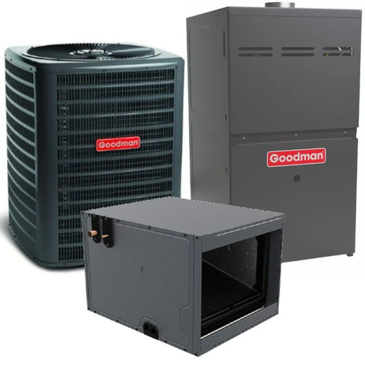 Goodman - 3 Ton/80,000 BTU 80% AFUE Low NOx Gas Furnace and Air Conditioner System - Horizontal - 15.2 SEER2 - R32 - CHPTA3630B3