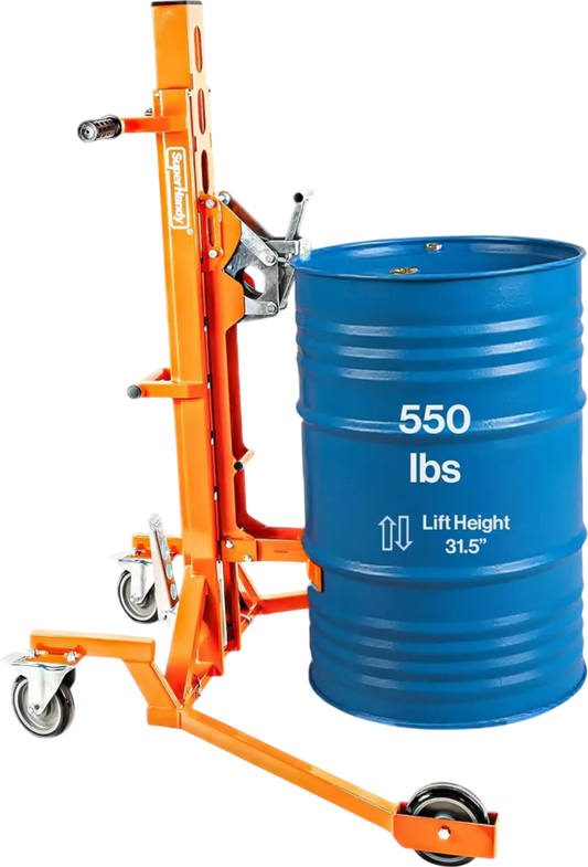 Super Handy GUO138 Hydraulic Drum Lifter for 55 Gal. Drums 550 Lbs Capacity New - GUO138