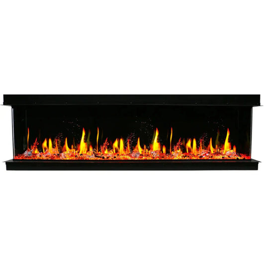 Litedeer Homes WarmCastle 50-in 3 Side Smart Electric Fireplace + Reflective Amber Glass ZEF50TA