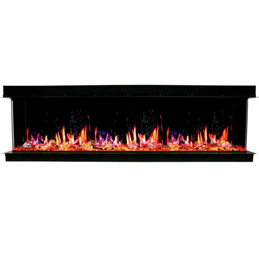 Litedeer Homes WarmCastle 60-in 3 Side Smart Electric Fireplace + Reflective Amber Glass ZEF60TA